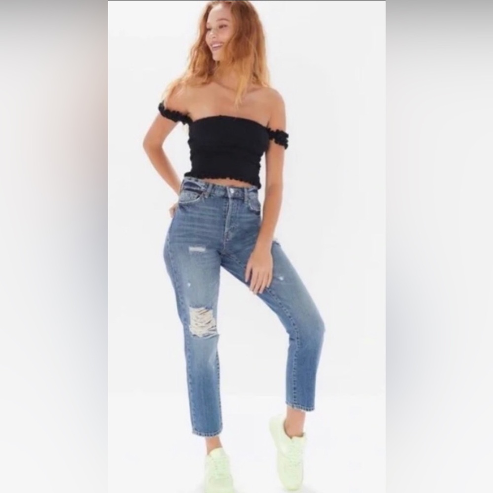 BDG, High Waist Slim Straight Jeans, Distressed, Button-fly, Size 27